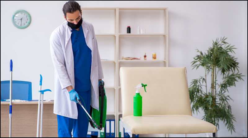 Man Cleaning Hospital Waiting Room